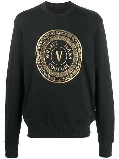 Versace Jeans Couture Logo Front Print Sweatshirt In Black
