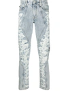 OFF-WHITE DISTRESSED PANEL JEANS