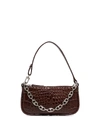 By Far Mini Rachel Croc-effect Bag In Brown