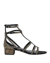 Roger Vivier Strass Satin Sandal In Gold