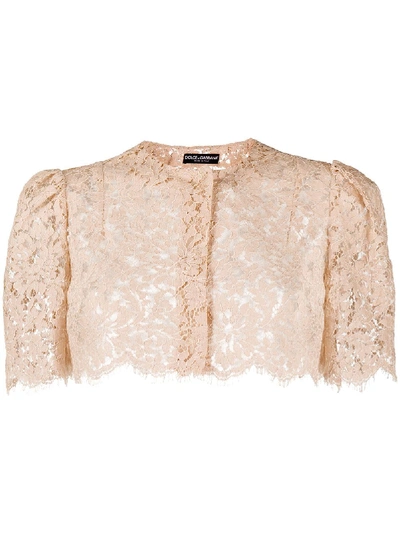 Dolce & Gabbana Cropped Lace Jacket In Pink