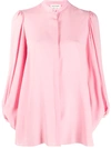 Alexander Mcqueen Collarless Draped-sleeve Blouse In Pink