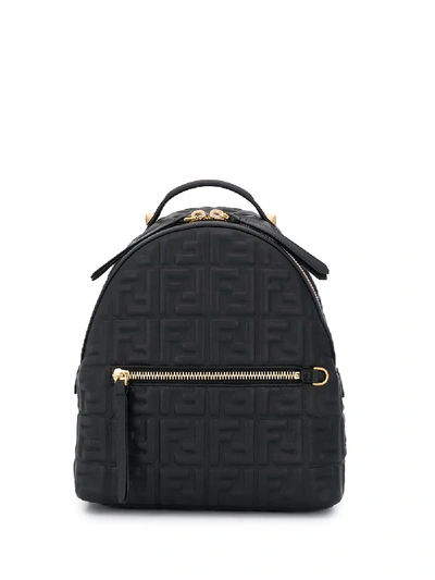 Fendi Double F Embossed Backpack In Black ModeSens