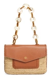 PAMELA MUNSON LAS OLAS LEATHER TRIM SHOULDER BAG,P20HB008