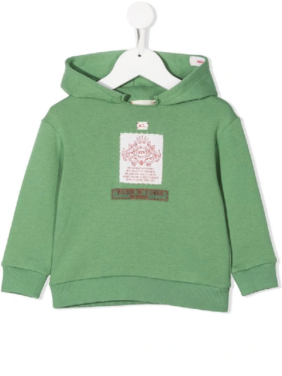 Gucci Babies' Logo Patch Detailed Hoodie In Green