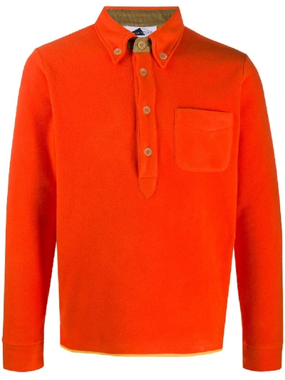Anglozine Brook Button-down Polo In Orange