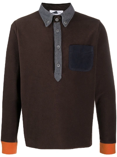 Anglozine Brook Button-down Polo In Brown