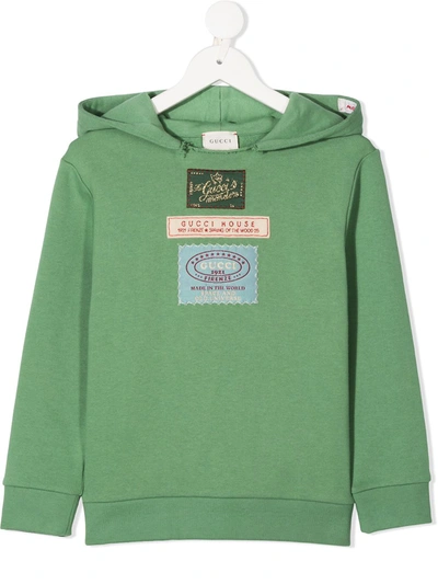 Gucci Kids' Logo Patch Detail Hoodie In Green