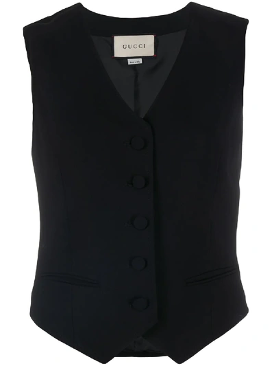 Gucci Single-breasted Waistcoat In Black