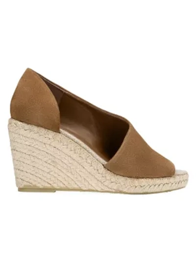 Vince Women's Sonora Peep-toe Suede Espadrille Wedge Sandals In Olive Wood