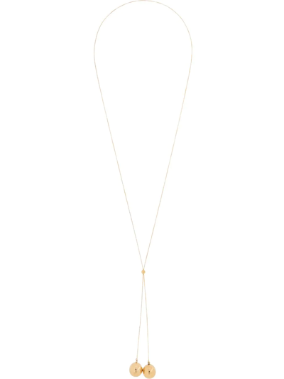 Bottega Veneta Sphere Drop-pendant Long Necklace In Metallic