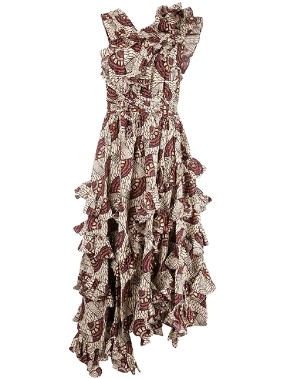 Ulla Johnson 'imogen' Midikleid Mit Geometrischem Print In White