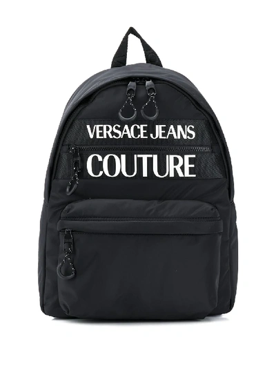 Versace Jeans Couture Logo-print Zip-around Backpack In Black