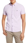 TED BAKER SLIM FIT NO CHIP SHORT SLEEVE BUTTON-UP SHIRT,244667-NOCHIP-MMA
