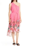 TED BAKER PINATA FLORAL PLEATED ASYMMETRICAL ONE SHOULDER DRESS,244752