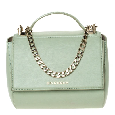 Pre-owned Givenchy Lime Green Leather Mini Pandora Box Shoulder Bag