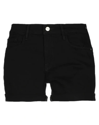 FRAME FRAME WOMAN DENIM SHORTS BLACK SIZE 30 COTTON, POLYESTER, ELASTANE,42776767DO 3