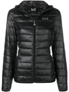 Ea7 Train Core Hooded Light Down Jacket In Black