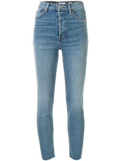 Re/done Originals High-rise Ankle Crop Skinny Jeans In Blue