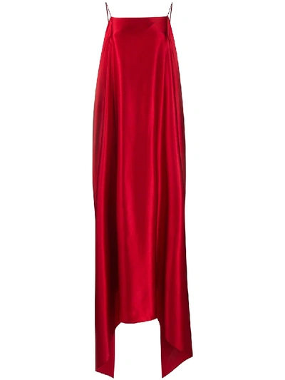 Bernadette Meredith Draped Asymmetric Silk-satin Dress In Red