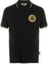 Versace Jeans Couture Logo-print Short-sleeved Polo Shirt In Nero