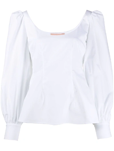 Brock Collection Quaderno Stretch-cotton Top In White