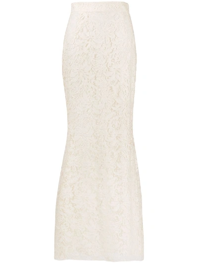 Dolce & Gabbana Lace Long Skirt In Neutrals