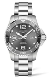 Longines Men's Swiss Automatic Hydroconquest Stainless Steel And Ceramic Bracelet Watch 43mm In Gray/silver