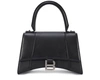 Balenciaga Hourglass Small Leather Top Handle Bag In Black
