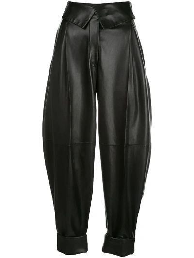 Proenza Schouler Pleated Leather Tapered Pants In Black