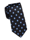 Kiton Dotted Silk Tie In Navy