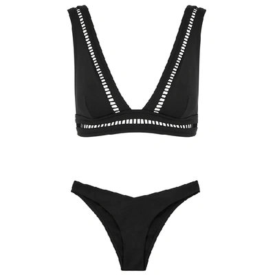 Zimmermann Bellitude Bar-embroidered Bikini In Black