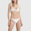 Melissa Odabash New York Ruffle-trimmed Ribbed Bikini Top In White Ribbed