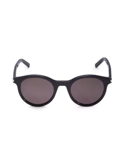 Saint Laurent Men's Square Sunglasses, 49mm In Shiny Black/black Solid
