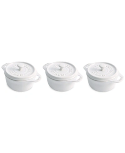 Staub Ceramic 3-pc. Mini Round Cocotte Set In White