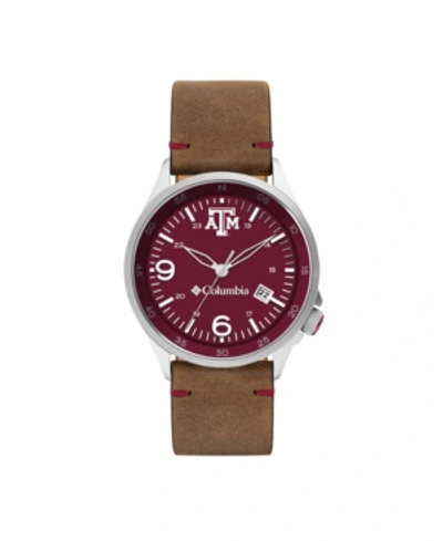 Columbia Men's Canyon Ridge Texas A M Saddle Leather Watch 45mm In Brown