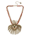 BETSEY JOHNSON LION PENDANT NECKLACE IN GOLD-TONE METAL, 15" + 3" EXTENDER