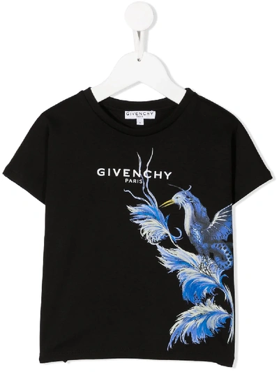 Givenchy Kids' Over Phoenix Print Cotton T-shirt In Black