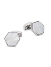 TATEOSSIAN RHODIUM-PLATED & MOTHER-OF-PEARL HEXAGONAL CUFFLINKS,0400010119242