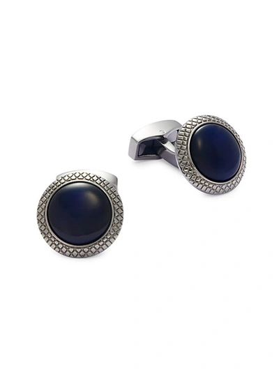 Tateossian Gunmetal-tone Cufflinks In Blue