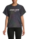 ROBERTO CAVALLI SPORT SPARKLE LACE-UP TEE,0400011855371