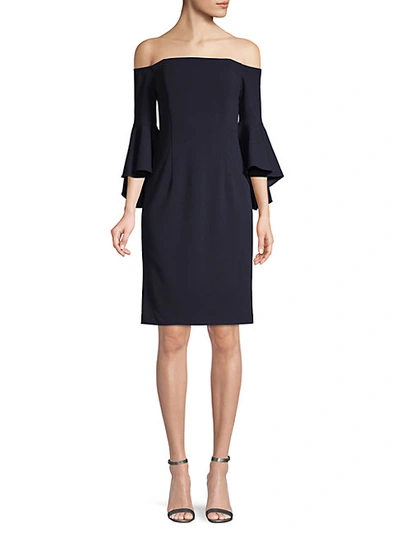 Calvin Klein Off-the-shoulder Ruffled Bell-sleeve Dress