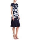 ST JOHN SHADOW FLORAL JACQUARD CAP SLEEVE DRESS,0400012429283