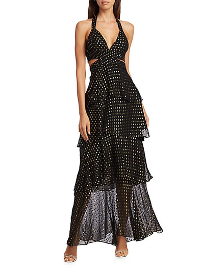 A.l.c Lita Silk-blend Metallic Dot Print Tiered Dress