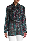 ANNA SUI GRAPHIC TIE-FRONT BLOUSE,0400099856985