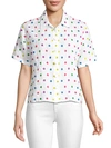 ALL THINGS MOCHI NORA EMBROIDERED FLOWER LINEN SHIRT,0400011966878