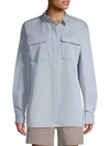 LAFAYETTE 148 EVERSON EMBELLISHED COLLAR WOVEN SHIRT,0400011621417