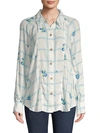 FREE PEOPLE WINDOWPANE CHECK FLORAL SHIRT,0400012197997