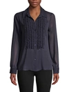 L AGENCE RUFFLED LONG-SLEEVE SHIRT,0400012322681