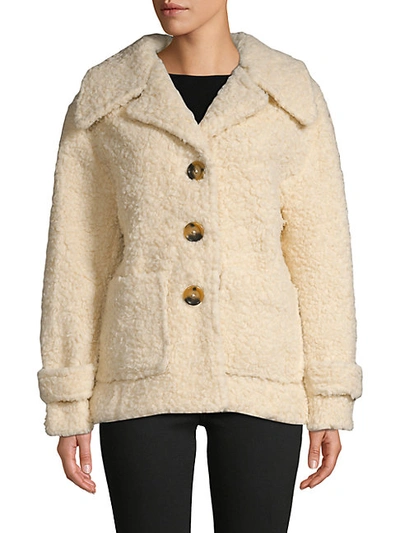 Free People Notch Collar Faux Fur Peacoat In Ivory